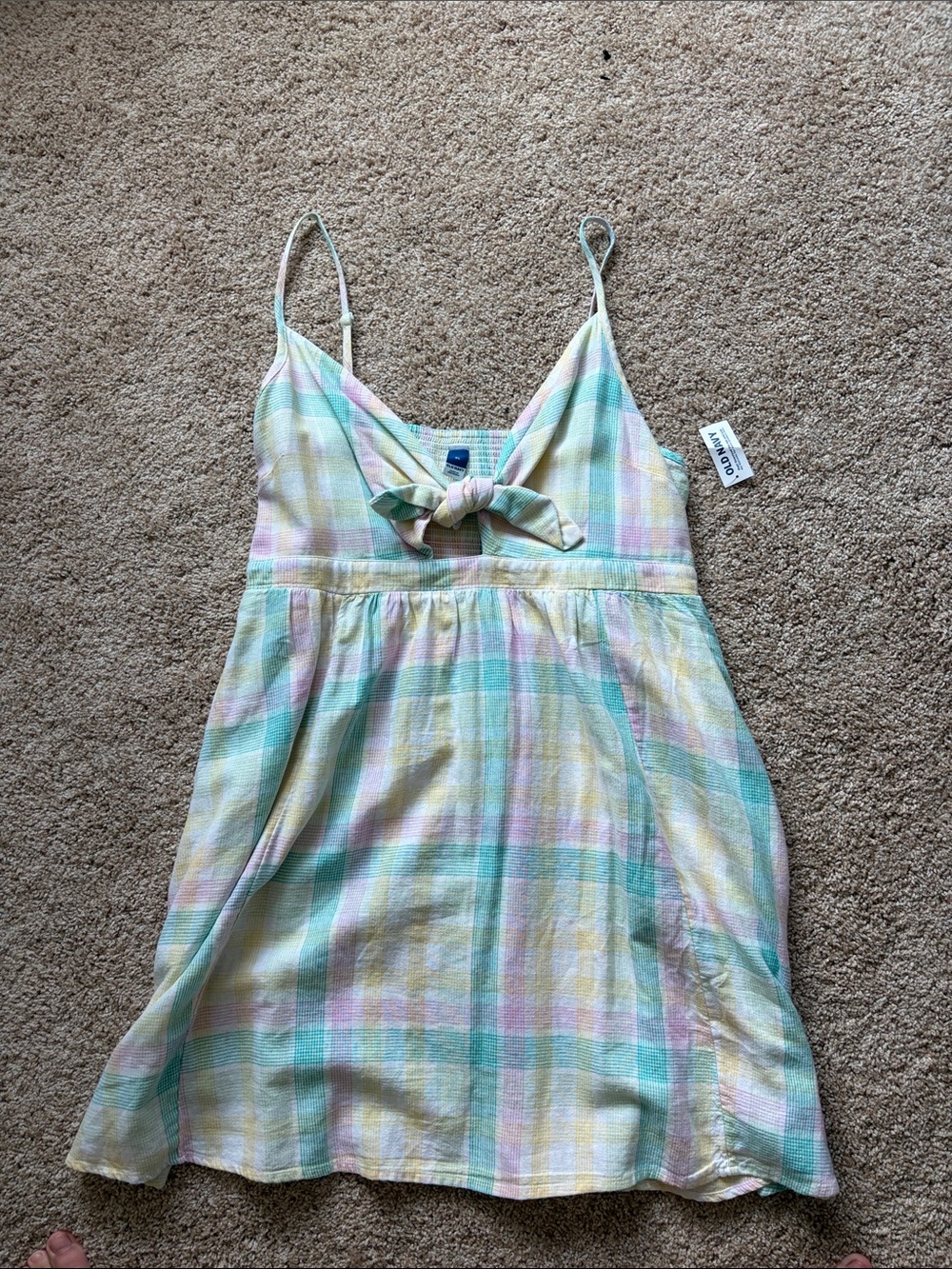 Old Navy Pastel Plaid Tie-Front Sundress